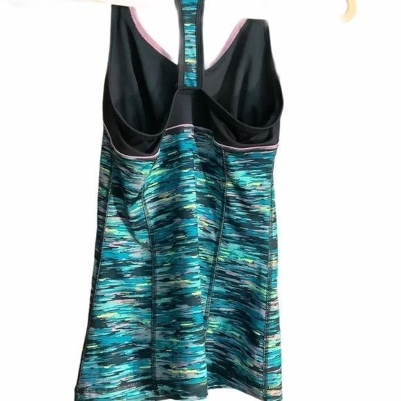 Tek Gear Women Blue Pink Yellow Watercolor Racerback Workout Tank Top Size XS - Picture 6 of 6